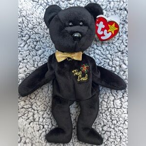 Ty Black Bear with Gold Accents “The End”